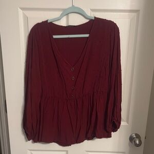 BloomChic Red Peplum 3/4 Sleeve Blouse PLUS SIZE